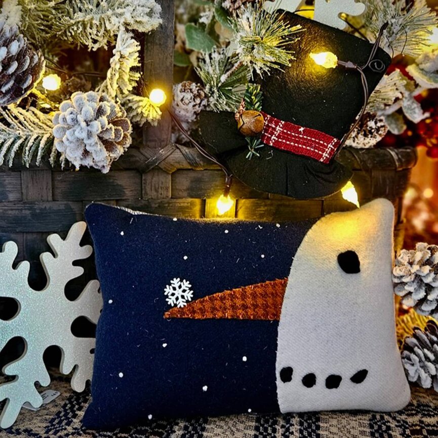 Snowflake On My Nose Pillow - 9" x 6 "