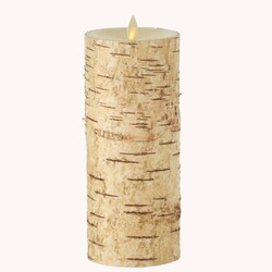 Birch Bark Wax Luminara Pillar Candle Remote Ready - 6.5" H x 3.25" W