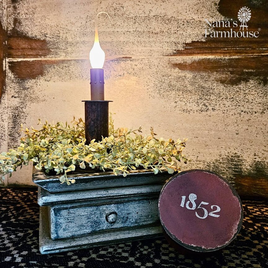 Square Wooden Distressed Candle Tray
