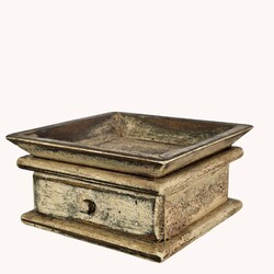 Square Wooden Distressed Candle Tray
