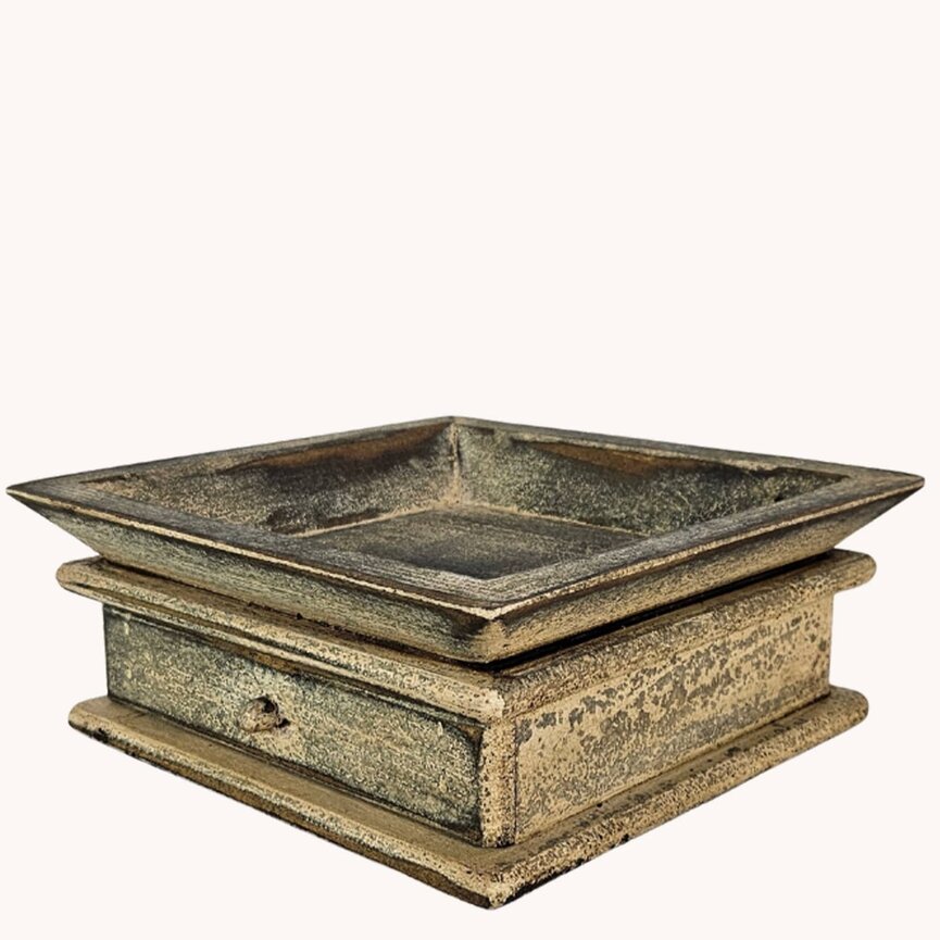 Square Wooden Candle Tray with Drawer