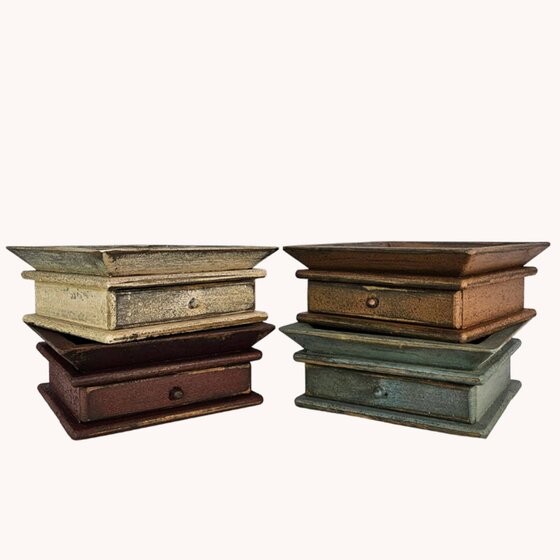 Square Wooden Candle Tray with Drawer
