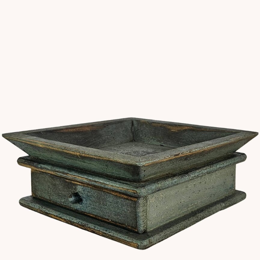 Square Wooden Candle Tray with Drawer