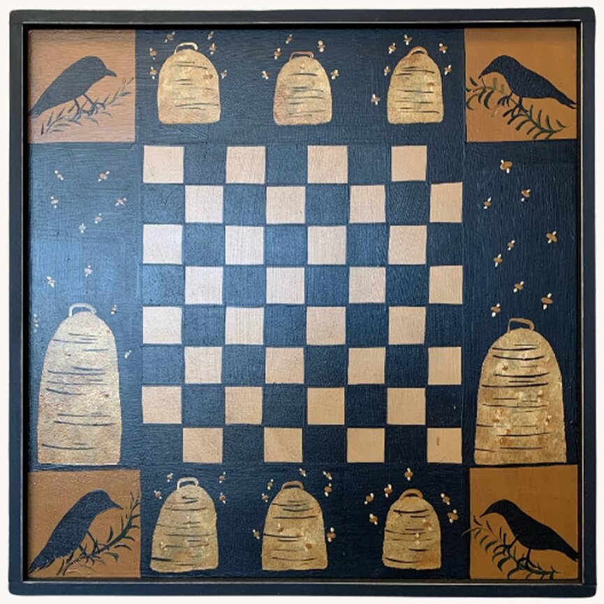 Bee & Crows Checkers Game Board - 18"