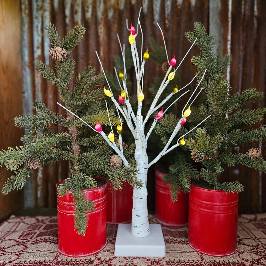Prim Christmas Birch Tree Lighted - 20 count