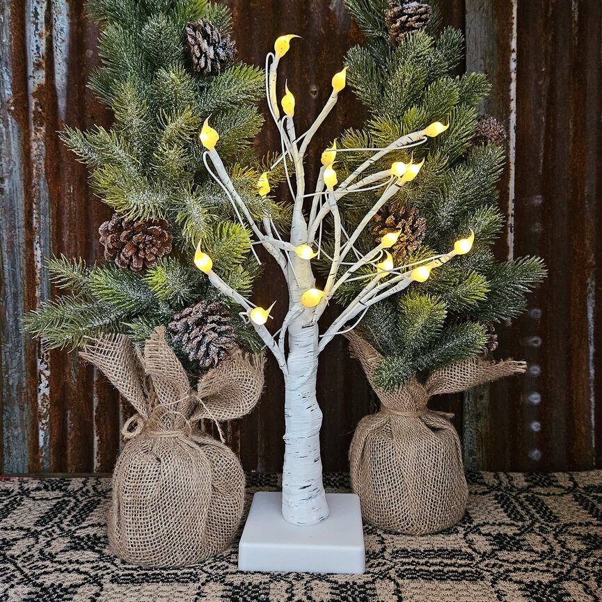 Buttermilk Birch Tree Lighted Battery 18 Count - 20"