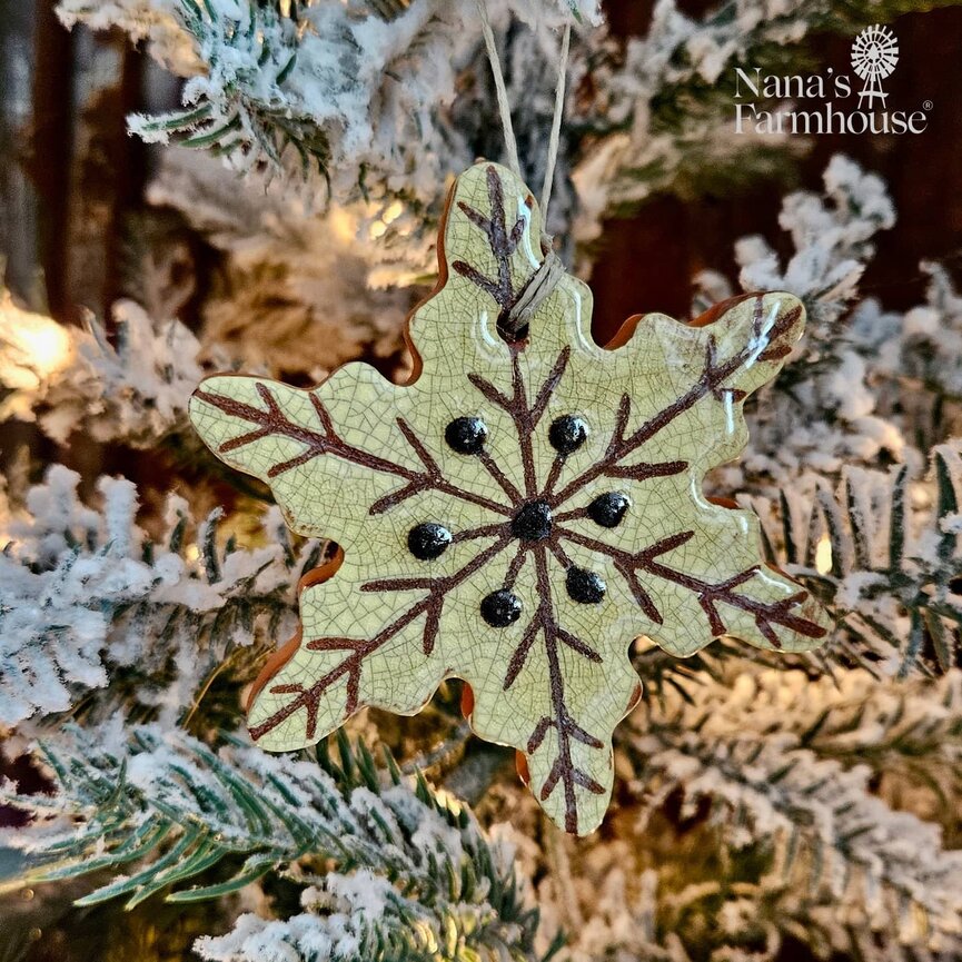 Snowflake Redware Ornament - 4"