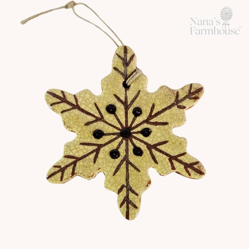 Snowflake Redware Ornament - 4"