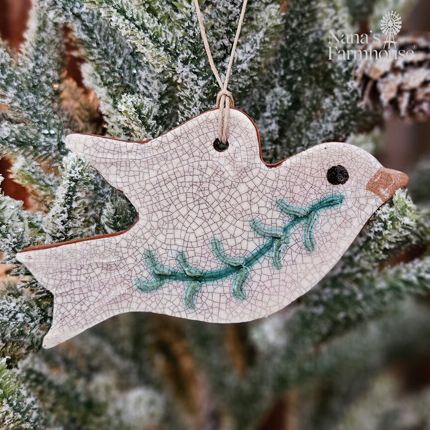 Peace Dove with Olive Branch Ornament - 4.25"