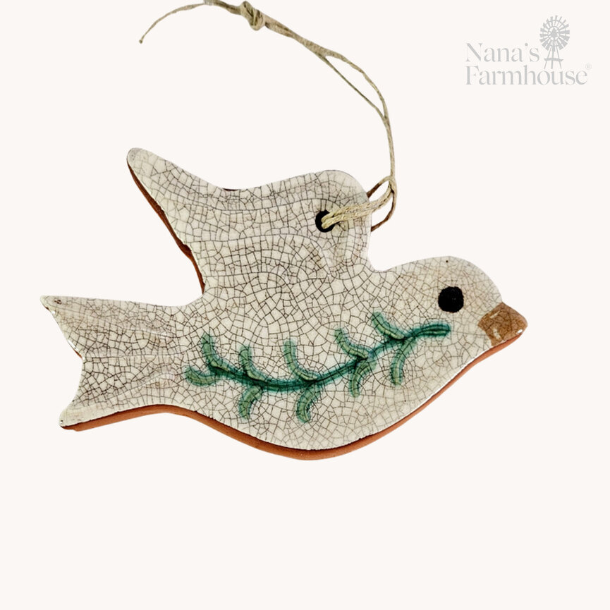 Peace Dove with Olive Branch Ornament - 4.25"