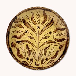 Smith Redware Five Tulip Sgraffito Plate - 8"