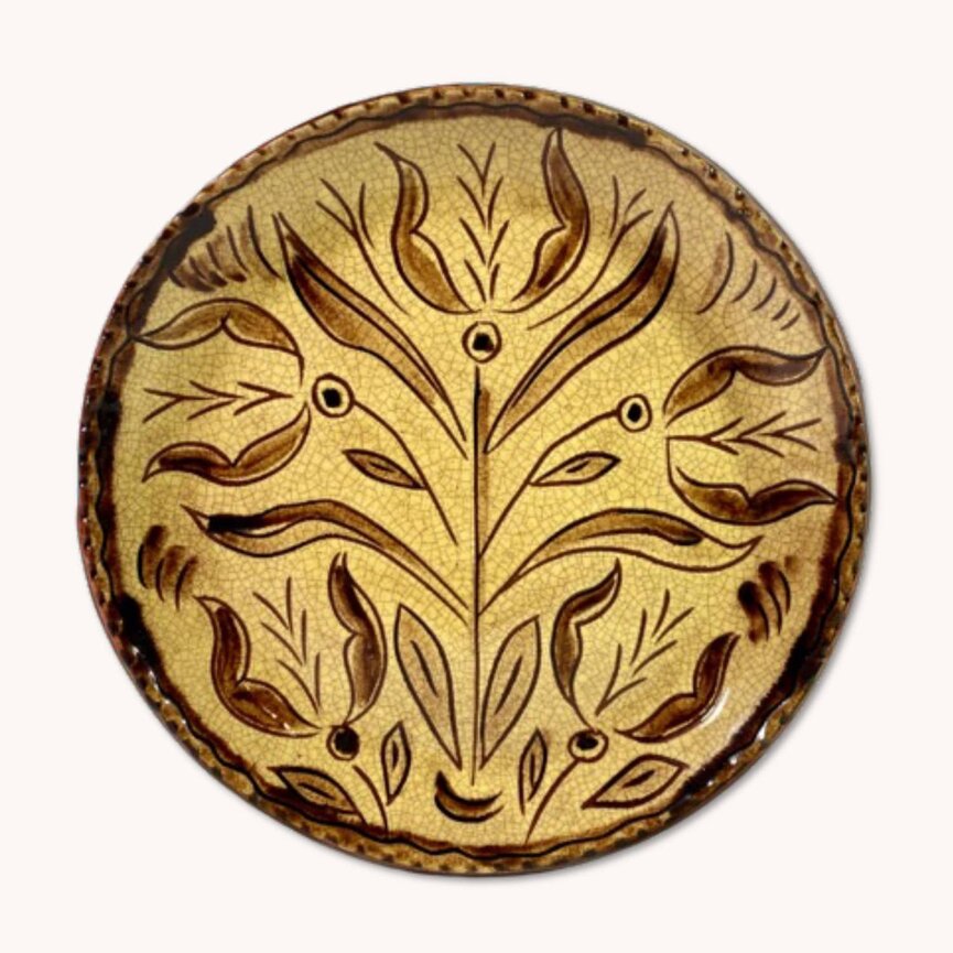Five Tulip Sgraffito Plate - 8"