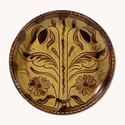 Tulip & Rose Sgraffito Plate - 8"