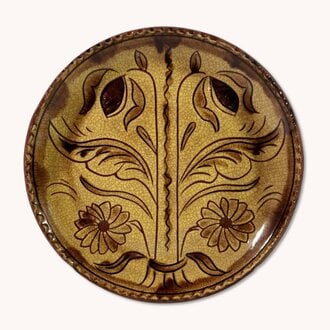 Tulip & Rose Sgraffito Plate - 8"