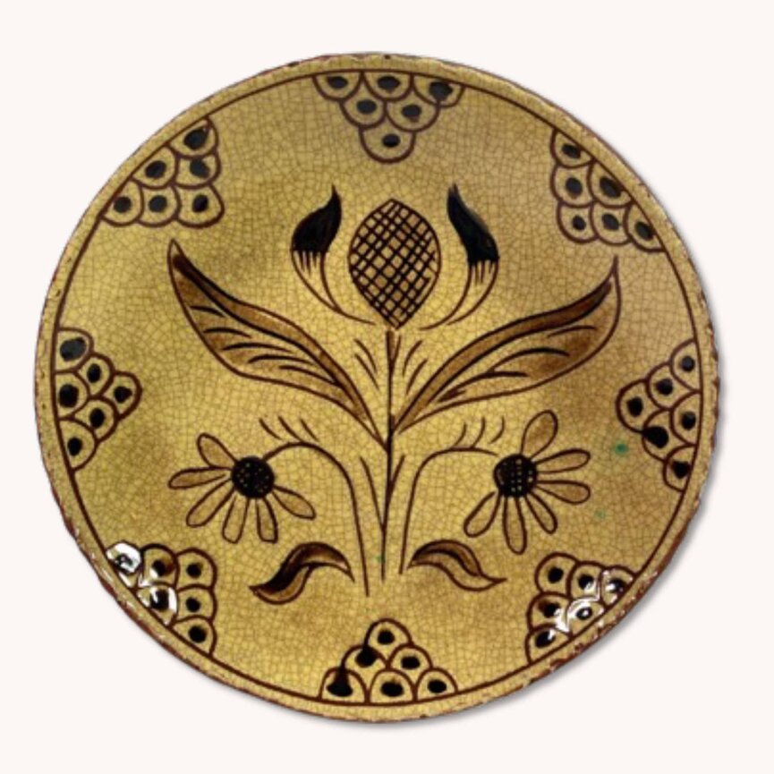 Three Thistle Sgraffito Plate - 6"