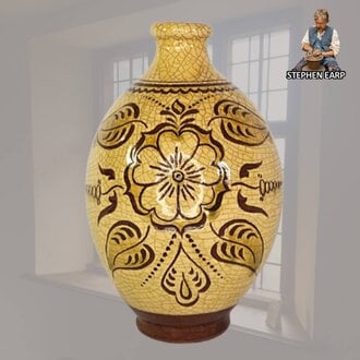 Redware Jug Tudor Rose Sgraffito - Medium