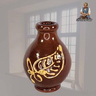 Redware Jug Leaf Slipware - Extra Small