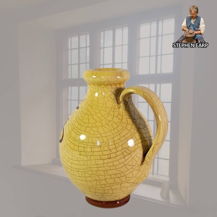 Redware Jug Sprig Sgraffito - 4.5" T x 3" W