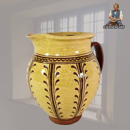 Redware Pitcher Vine Sgraffito - Medium