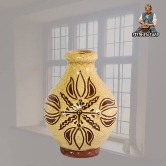 Redware Jug 4 Tulip Sgraffito - Extra Small