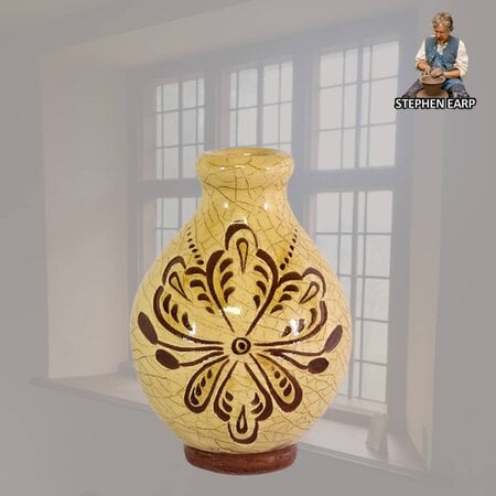 Redware Jug 3 Petal Sgraffito - Extra Small