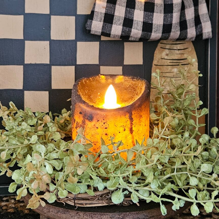 Dark Brown Real Look Timer Pillar Candle - 3" x 4"