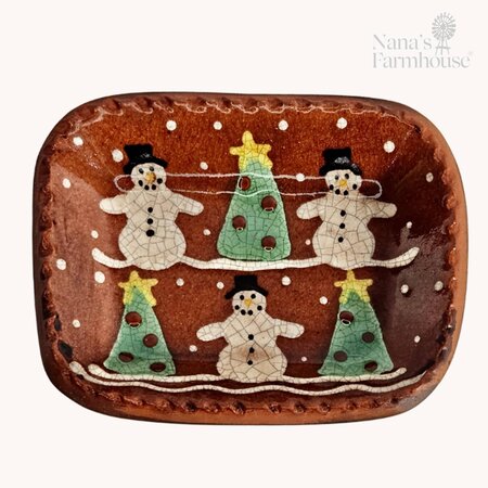 (2) Nantucket Home Stoneware Christmas Muffin Pans Red w/Snowman, Wreath,  Tree