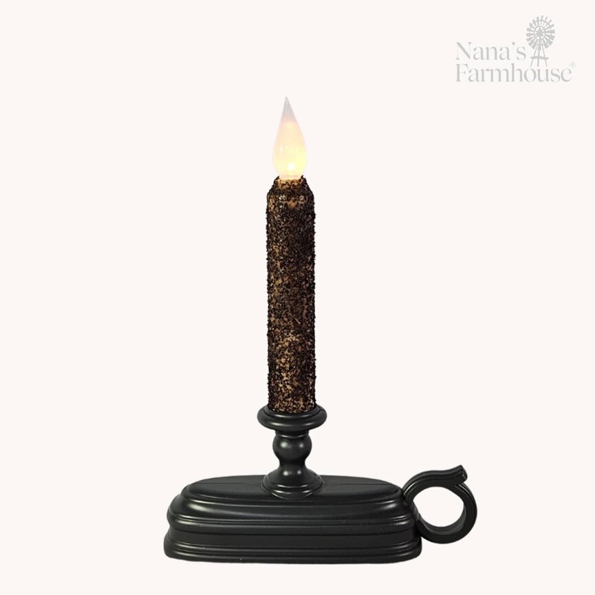 Window Candle Base & B/O Taper Dusk to Dawn - Coffee Rustic