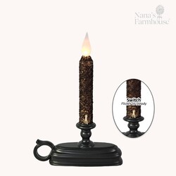 Window Candle Base & B/O Taper Dusk to Dawn - Coffee Rustic