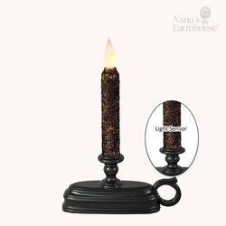 Window Candle Base & B/O Taper Dusk to Dawn - Coffee Rustic