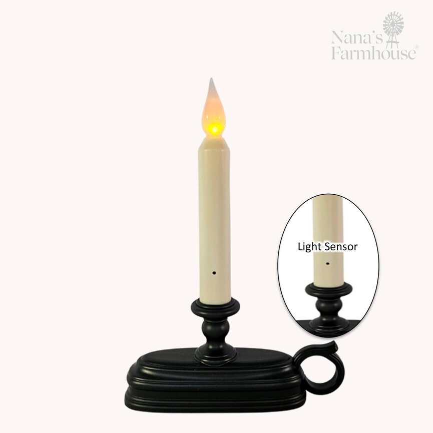 Window Candle Base & B/O Taper Duck to Dawn - Ivory