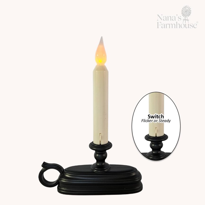 Window Candle Base & B/O Taper Duck to Dawn - Ivory