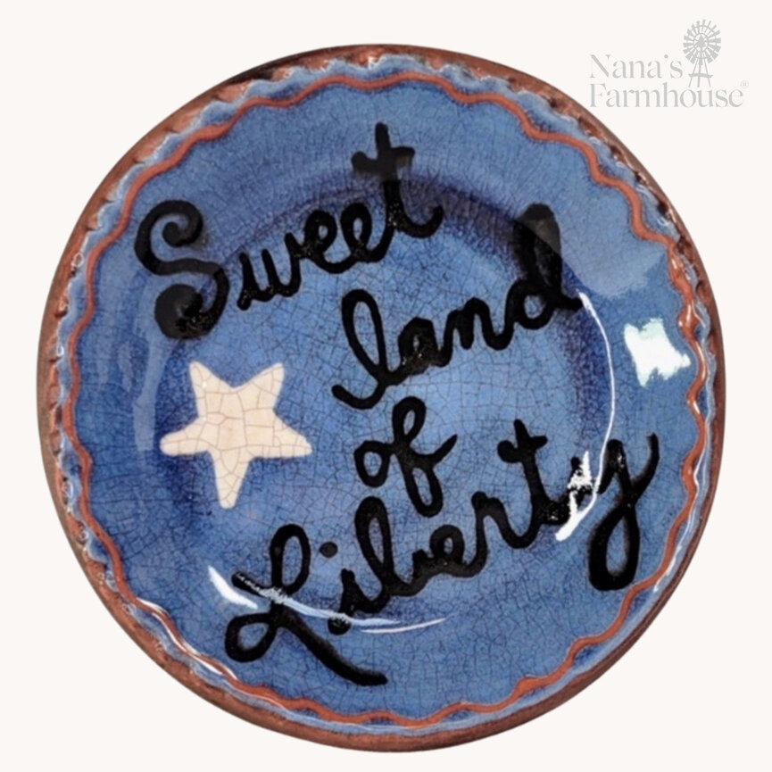 Smith Redware Plate - Sweet Land of Liberty Redware Plate - 5"