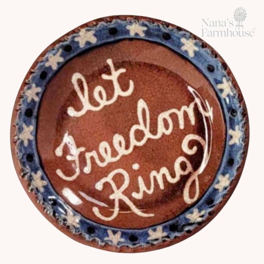 Smith Redware Plate - Let Freedom Ring with Star Border - 5"