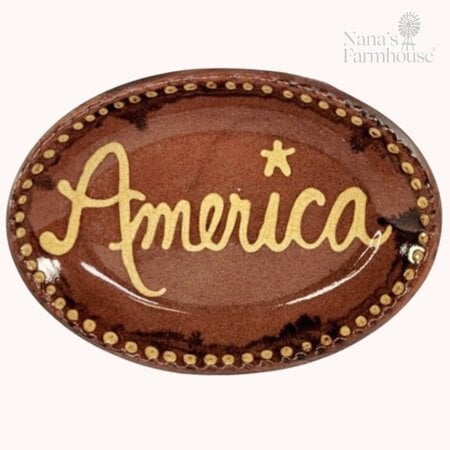 America Redware Oval Plate -  7"