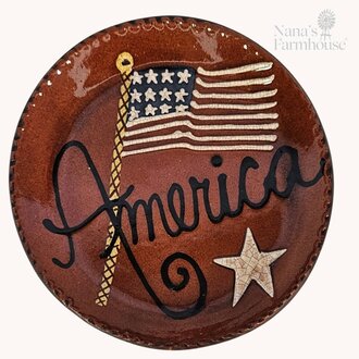 America with Flag & Star Plate - 8"