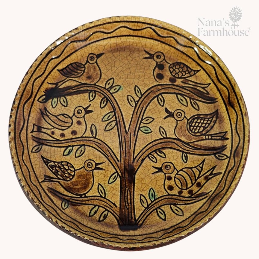 Smith Redware Birds in Tree Plate - 9"