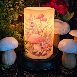 Crimson Capped Mushrooms Candle Sleeve Antique Vanilla