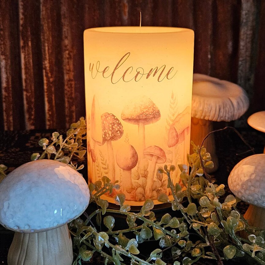 Welcome Forest Floor Candle Sleeve Antique  Vanilla