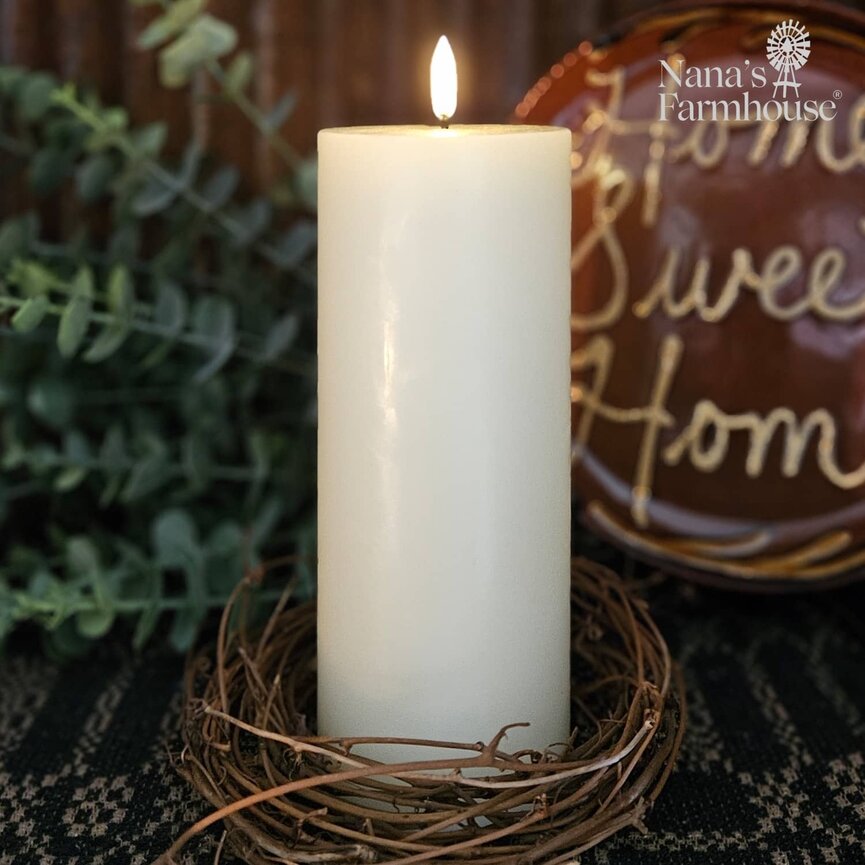 Ivory Pillar Candle Battery Operated with Timer - 3x9