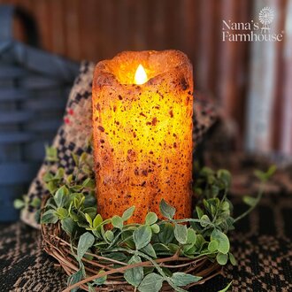 Cinnamon Clove Moving Flame Pillar Candle - 6"