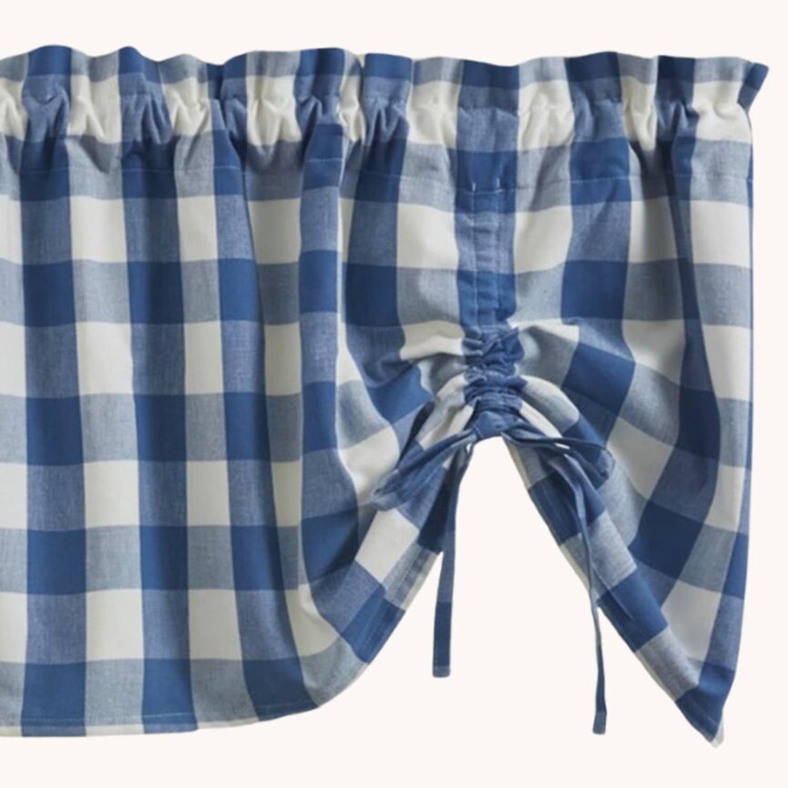 Wicklow Check Lined Farmhouse Valance - China Blue 60x20