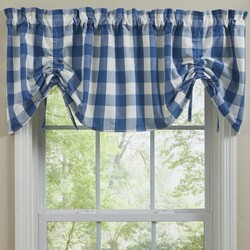 Wicklow Check Lined Farmhouse Valance - China Blue 60x20