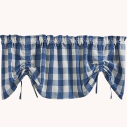 Wicklow Check Lined Farmhouse Valance - China Blue 60x20
