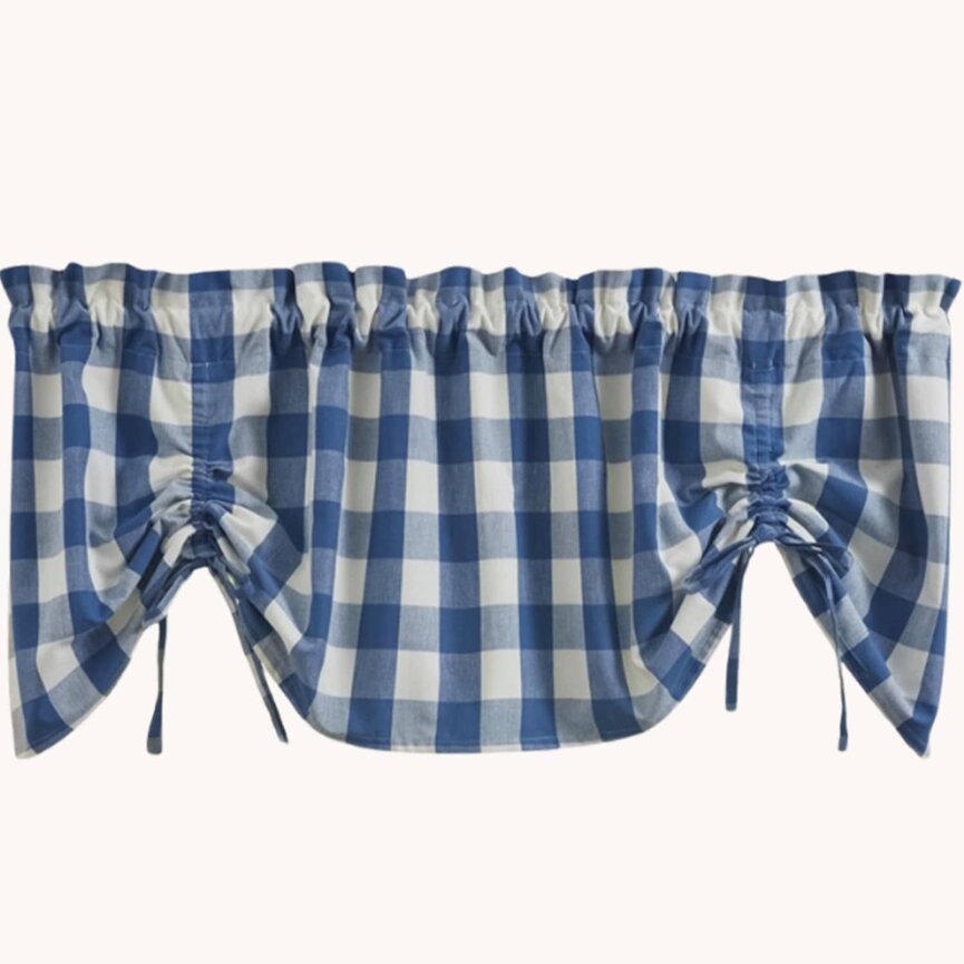 Wicklow Check Lined Farmhouse Valance - China Blue 60x20