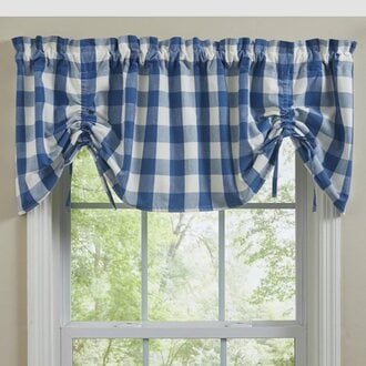 Wicklow Check Lined Farmhouse Valance - China Blue 60x20