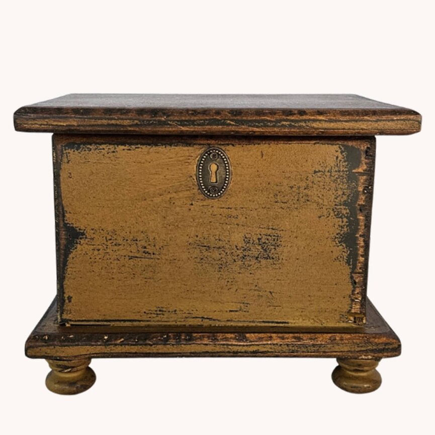 Sugar Box Wooden  Mustard - 11" W x 8" D x 8" T