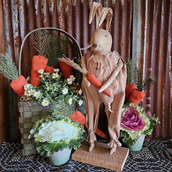 Boy Rabbit Doll with Cotton Tail & Carrot - 21"