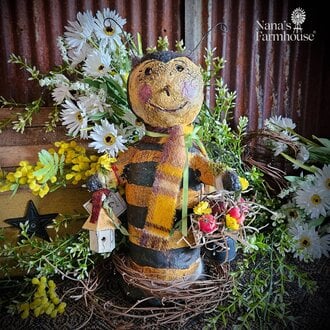 Krisnick Bumble Bee & Birdhouse with Apples - 15"