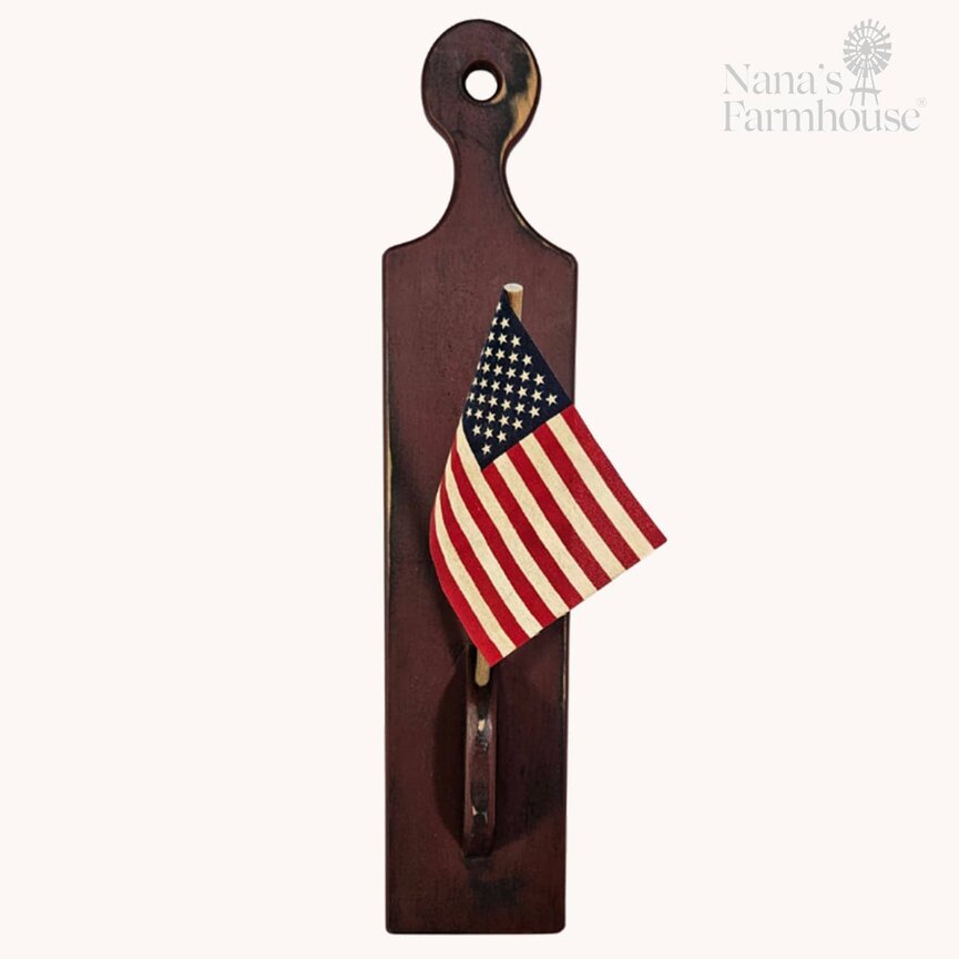 Wooden Red Flag Holder - 24" T x 5" W